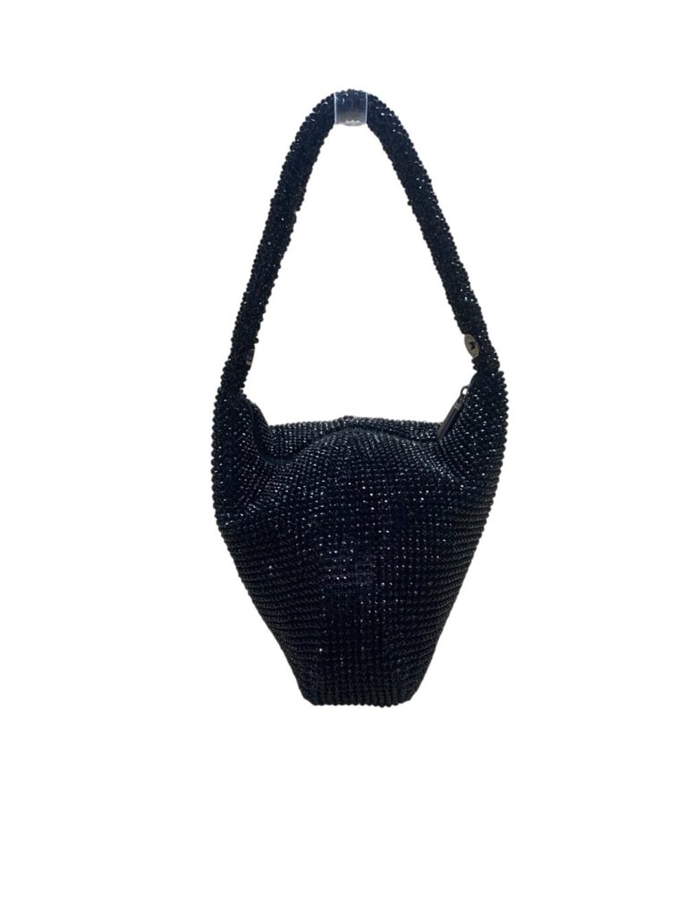 Black Beaded Women’s Hobo Style Clutch Bag With Satin Lining